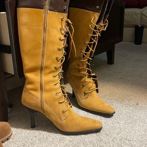 Timberland Knee high stiletto high heeled boots worn twice great condition!
